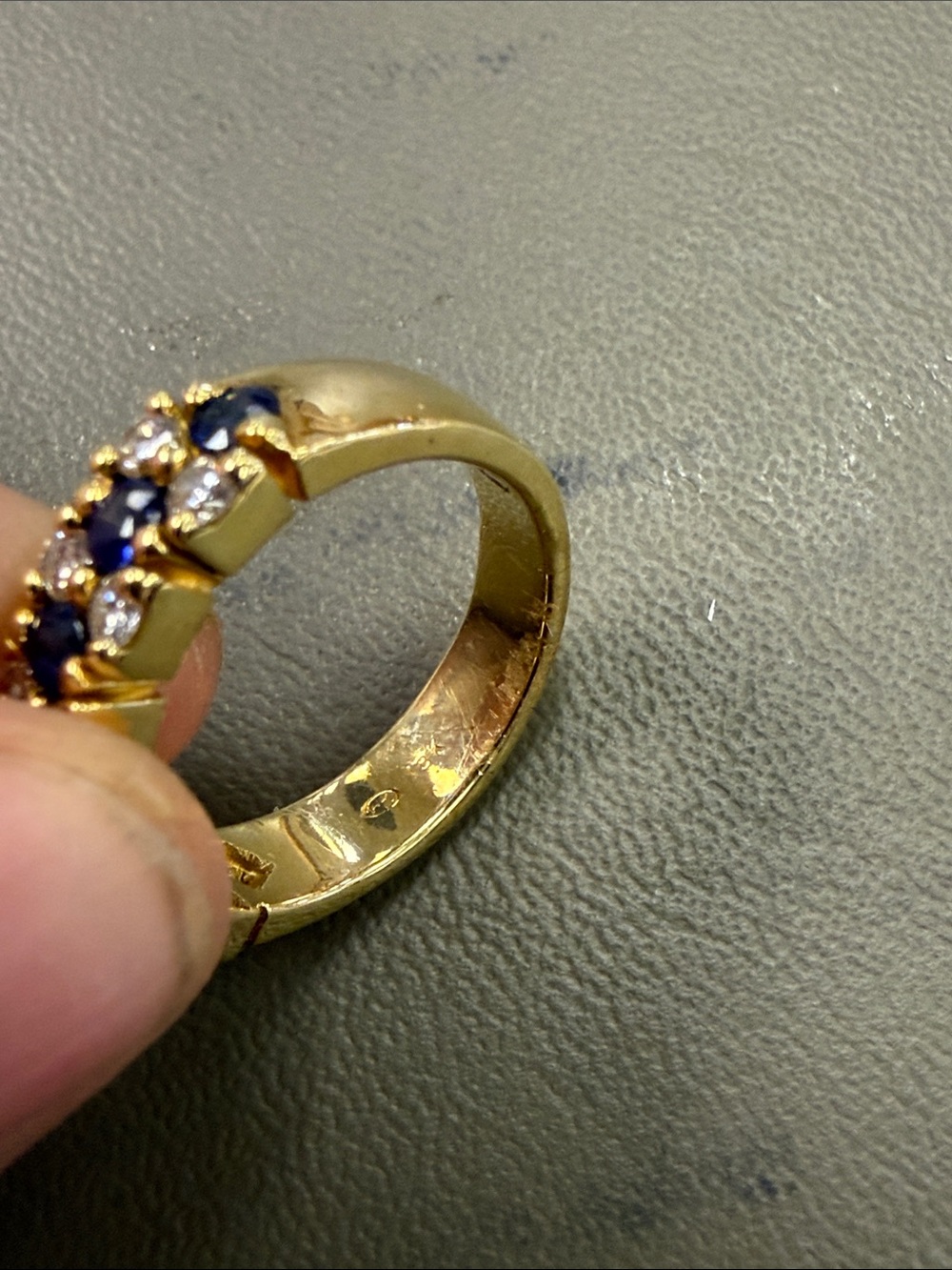 Sapphire and diamond half Eternity Band - size 6 1/2 - Picture 3 of 4
